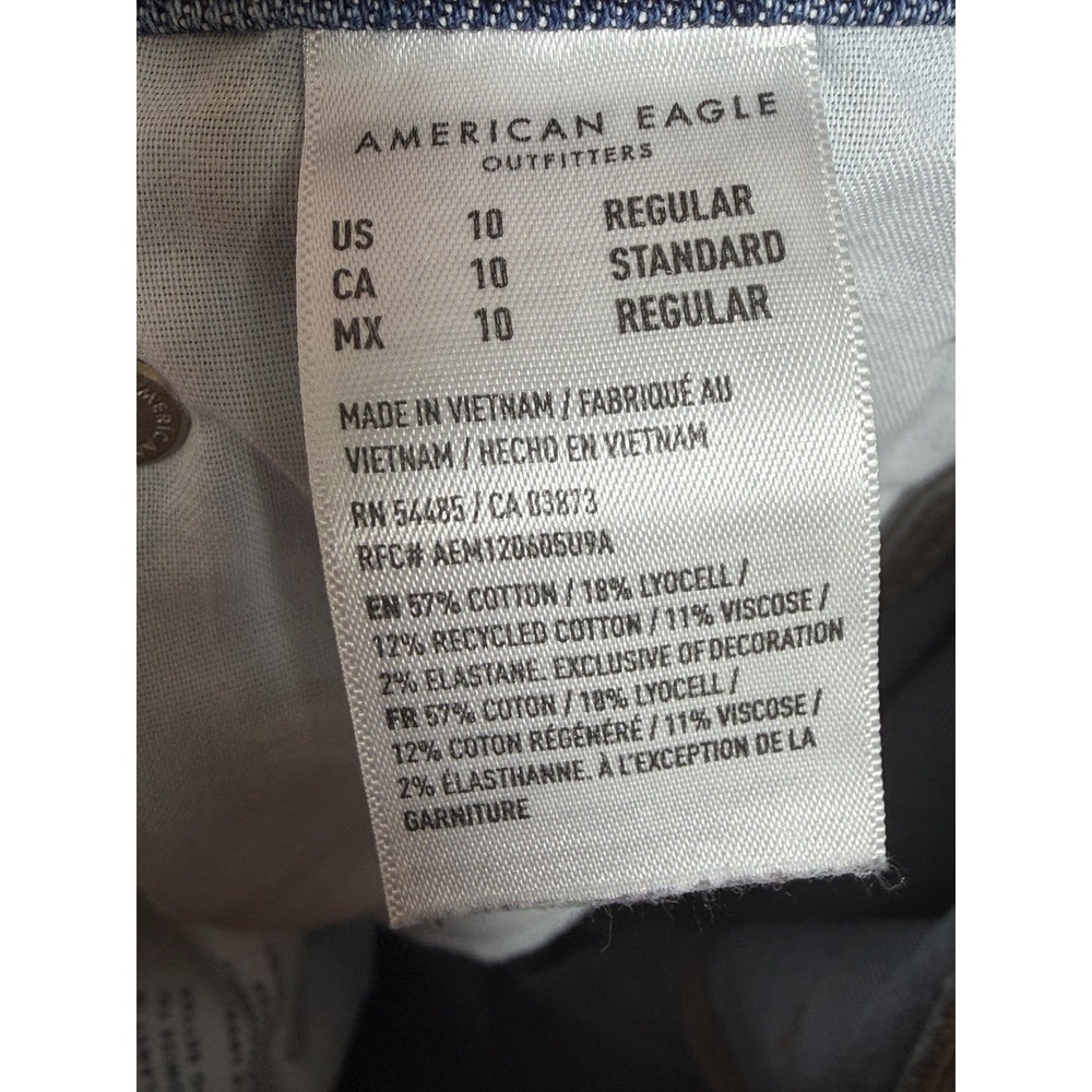 American Eagle Jeans Womens 10 Wide Leg Baggy Denim Super High Rise Distressed - Picture 11 of 11
